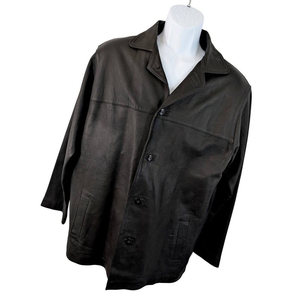 NWOT! EMANNUEL'S! LUXE BLACK GENUINE LEATHER, MADE IN ECUADOR JACKET, COAT! SZ L
